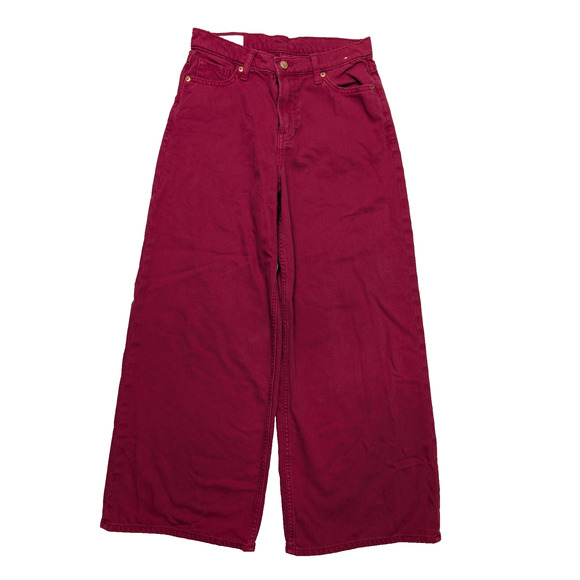 GAP The Baggy Mid Rise Jean Women's 25 / 0R Wide Leg Red Maroon Wine Denim - Picture 1 of 10